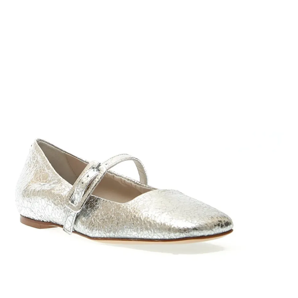 Ballerines en cuir argent