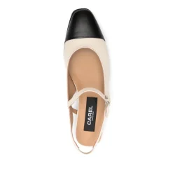 Ballerines en Cuir à Bout Carré et Bride à Boucle