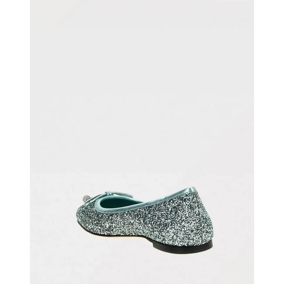 Ballerines Vertes à Paillettes avec Décoratif
