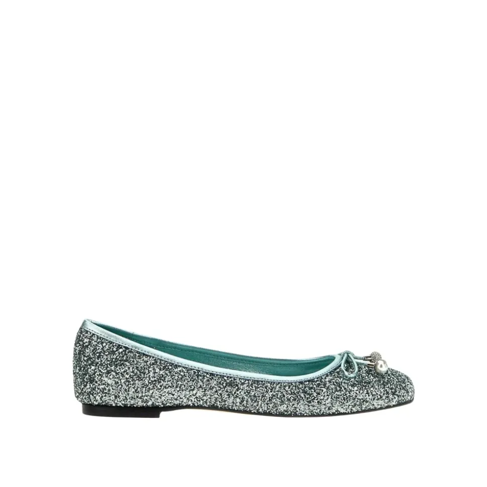 Ballerines Vertes à Paillettes avec Décoratif