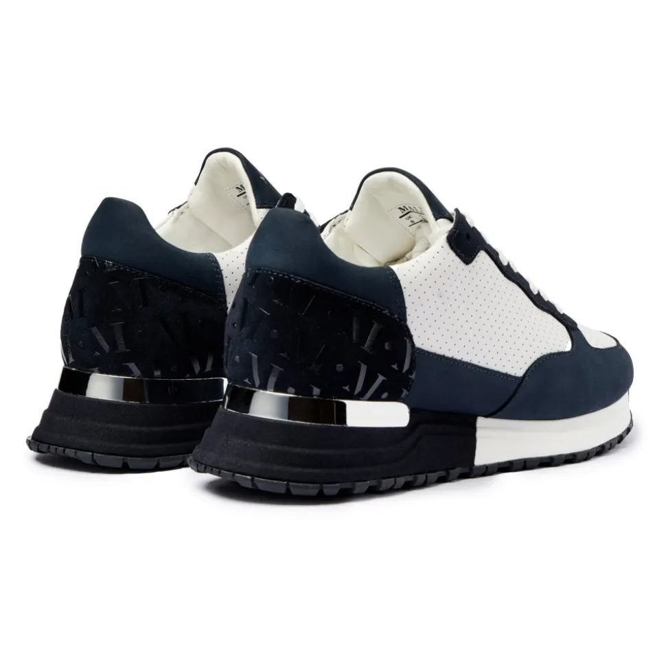 Baskets en Cuir Marine Argent