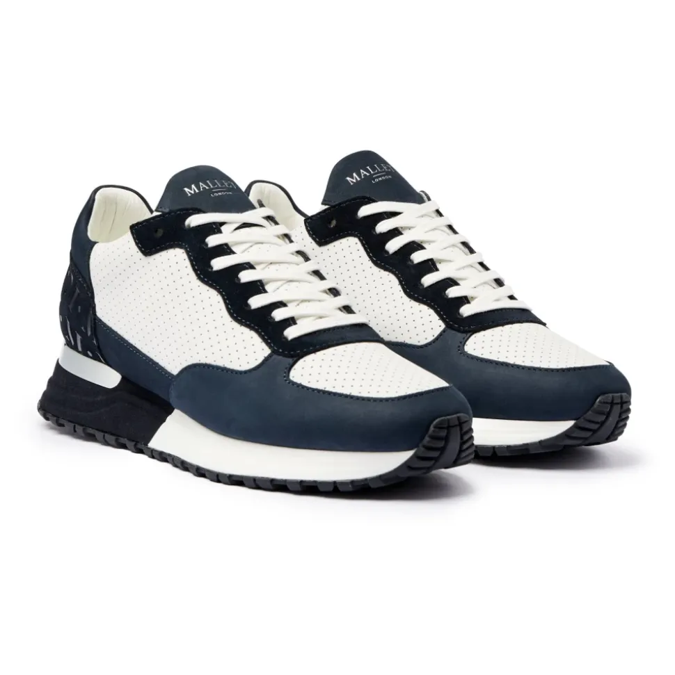 Baskets en Cuir Marine Argent