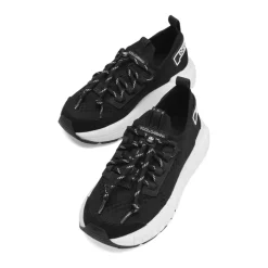 Baskets en jersey et cuir de veau velours