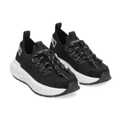 Baskets en jersey et cuir de veau velours