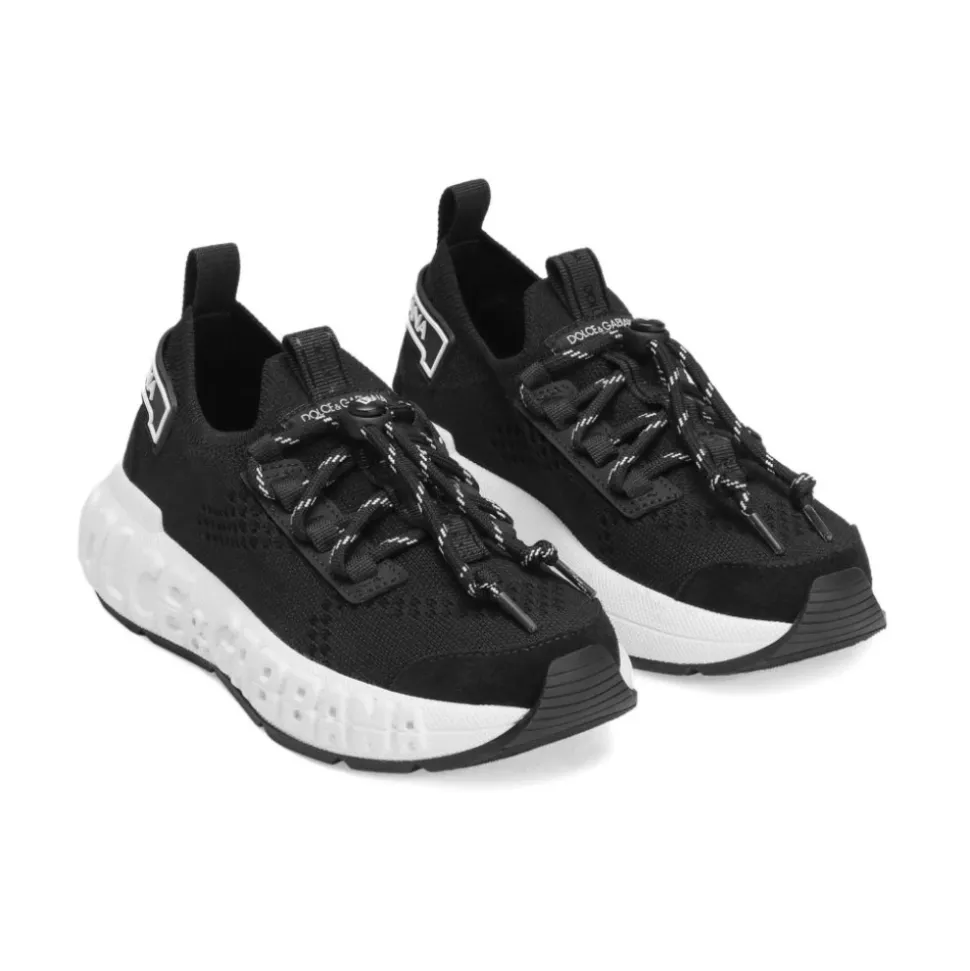 Baskets en jersey et cuir de veau velours