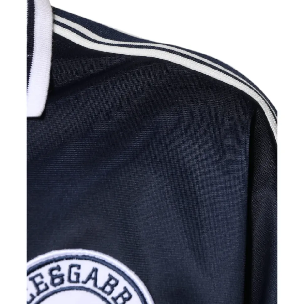 Bleu Blanc Milano Maillot à Manches Longues en Jersey