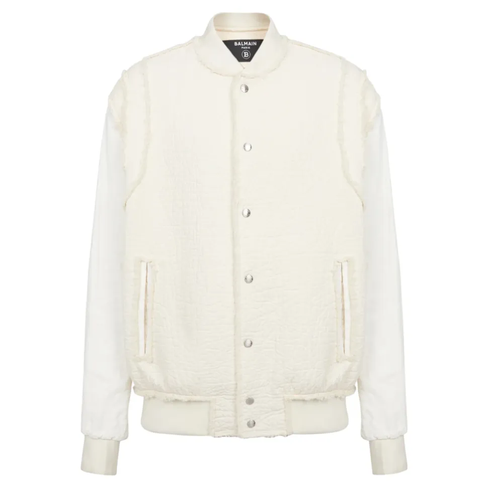 Blouson bomber en coton texturé