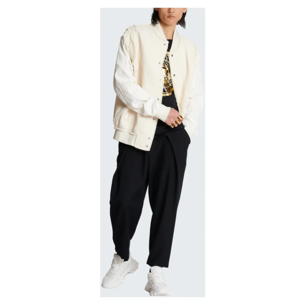 Blouson bomber en coton texturé