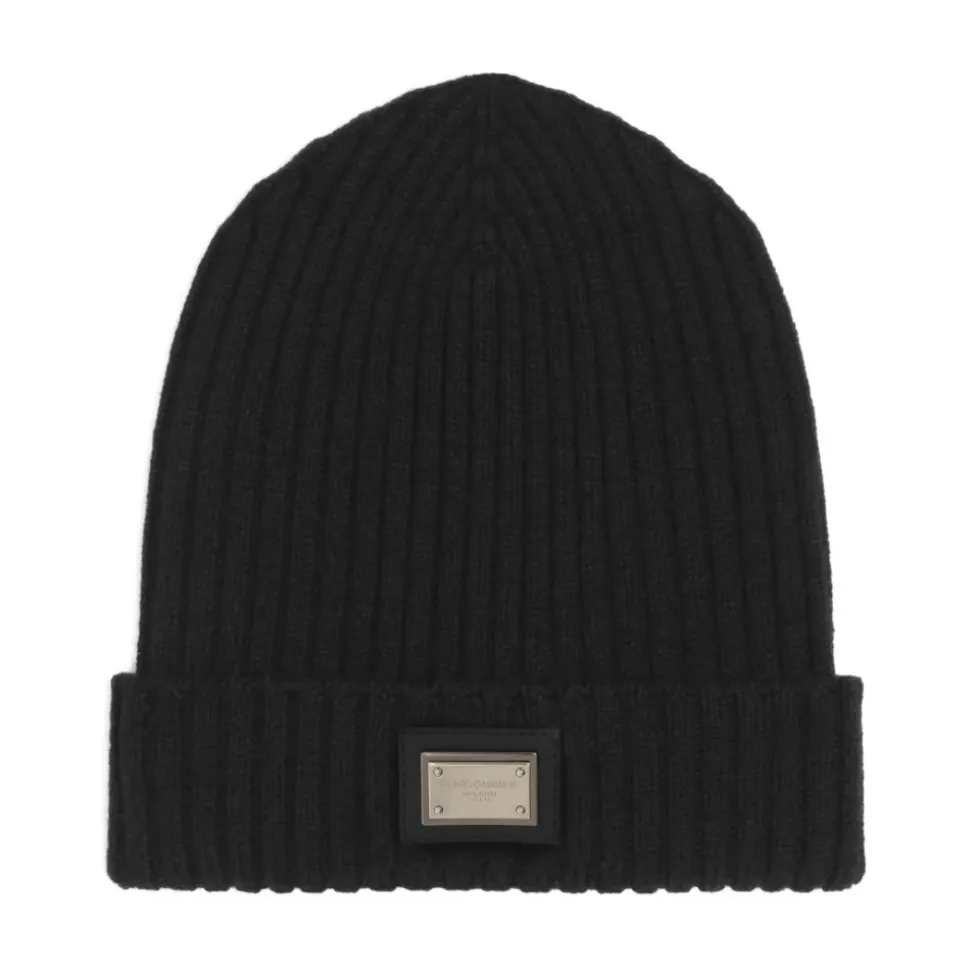 Bonnet en maille avec plaque logo