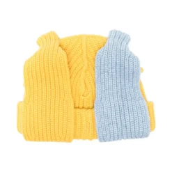 Bonnet en maille côtelée avec oreilles d'ours et bord replié