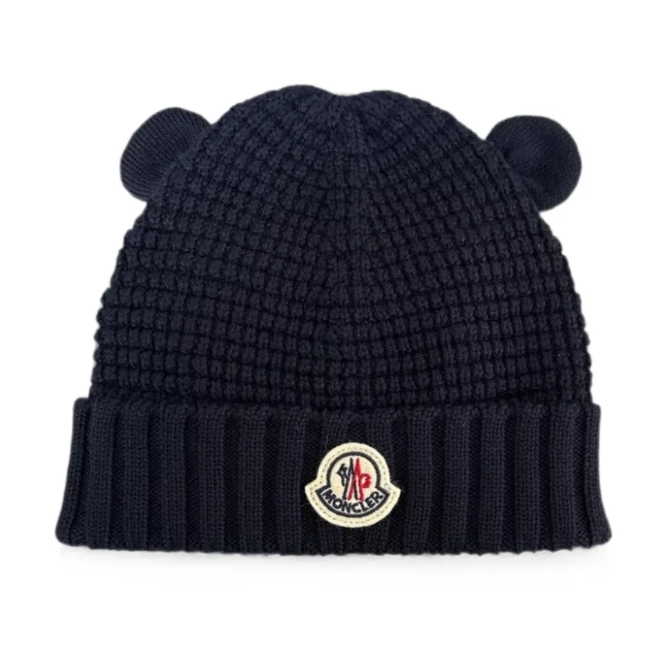 Bonnet en maille gaufrée avec écusson logo