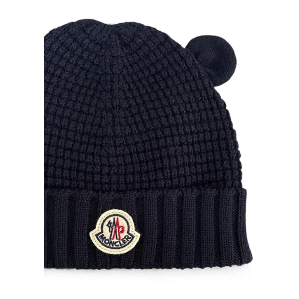 Bonnet en maille gaufrée avec écusson logo