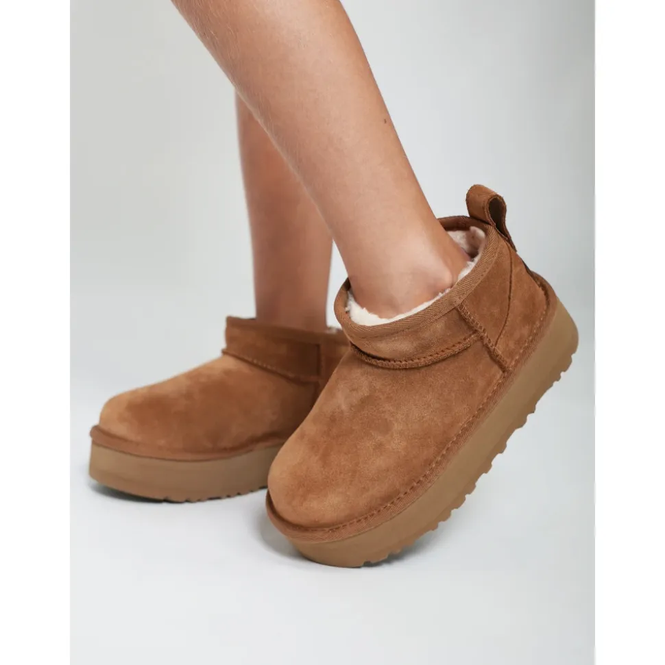 Bottes Classiques Ultra Mini Plateforme en Marron