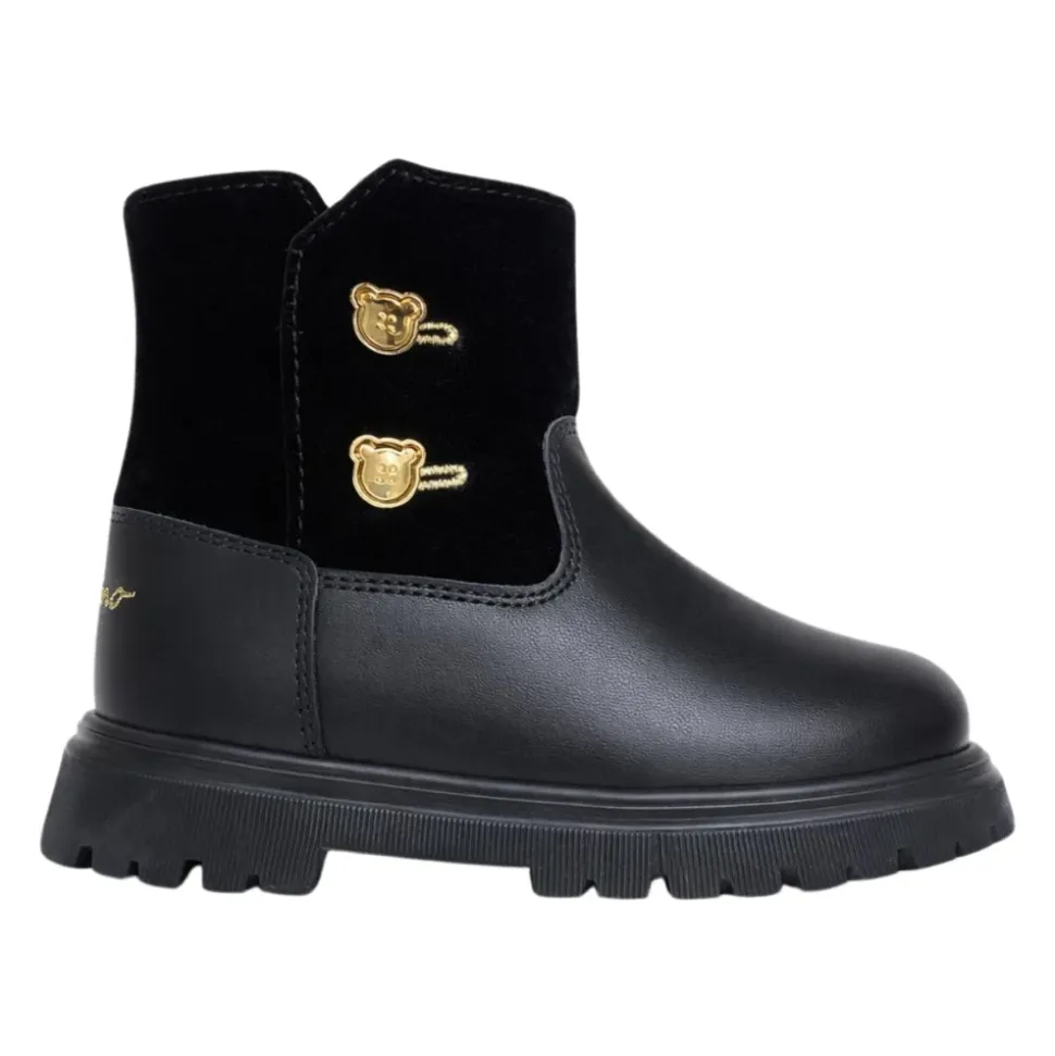 Bottes en cuir avec détail de bouton ourson