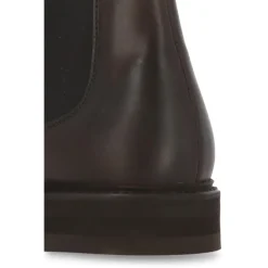 Bottes Homme en Cuir Marron avec Insert en Tissu