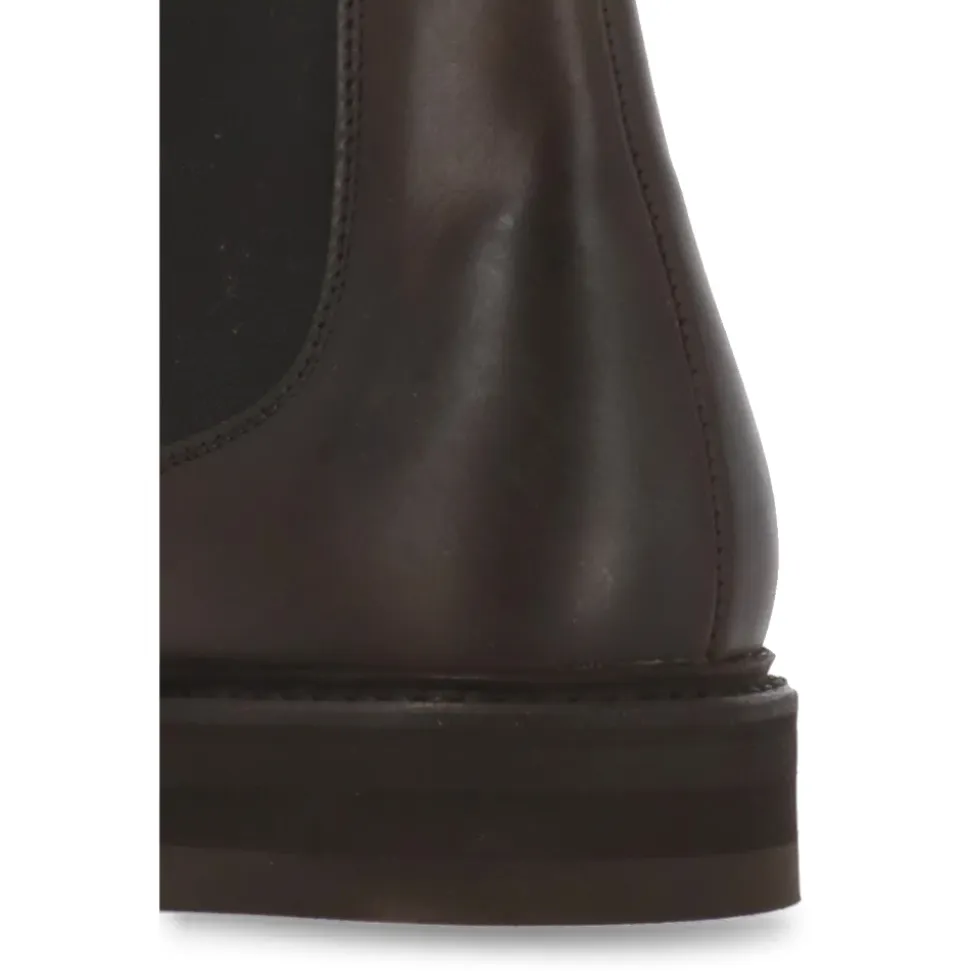 Bottes Homme en Cuir Marron avec Insert en Tissu