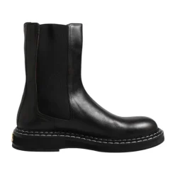 Bottes mi-mollet en cuir noir avec logo