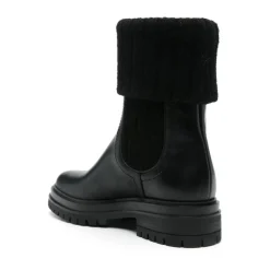 Bottes Noires Tricot Cuir Italie