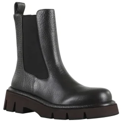 Bottine en Cuir Martelé Noir