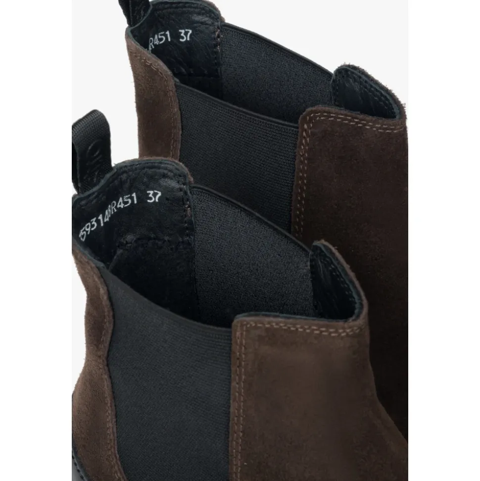 Bottines Chelsea marron foncé pour femmes en velours véritable de qualité supérieure