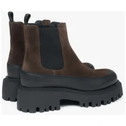 Bottines Chelsea marron foncé pour femmes en velours véritable de qualité supérieure