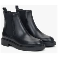 Bottines Chelsea noires pour femmes en cuir italien de qualité supérieure