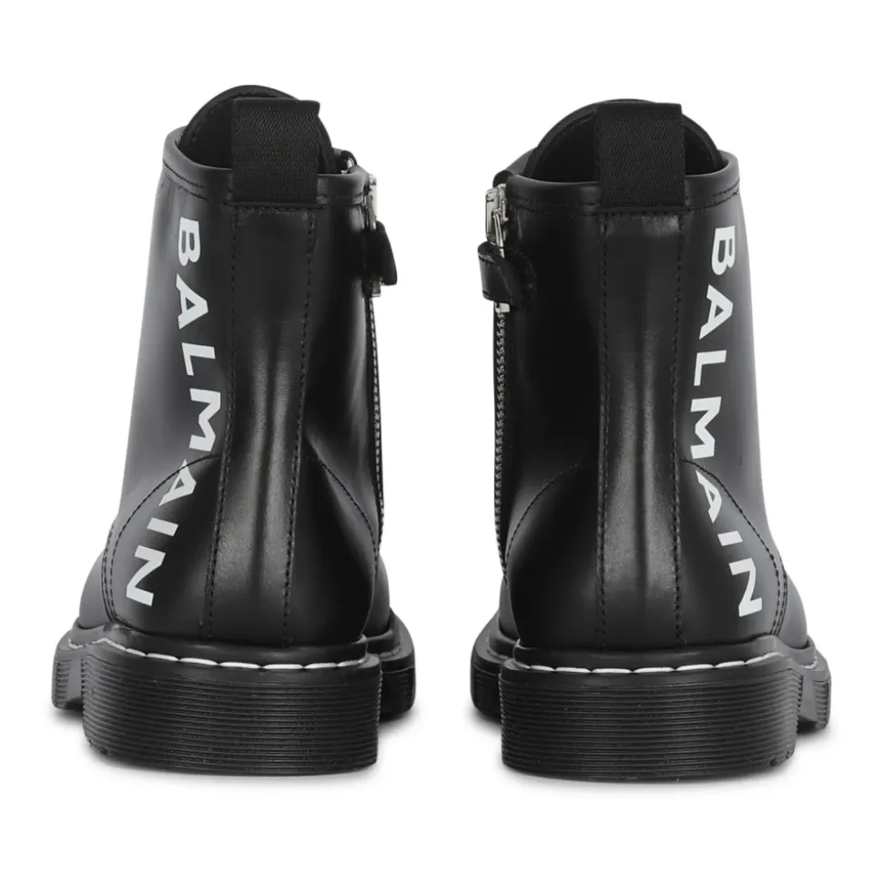 Bottines en cuir à logo