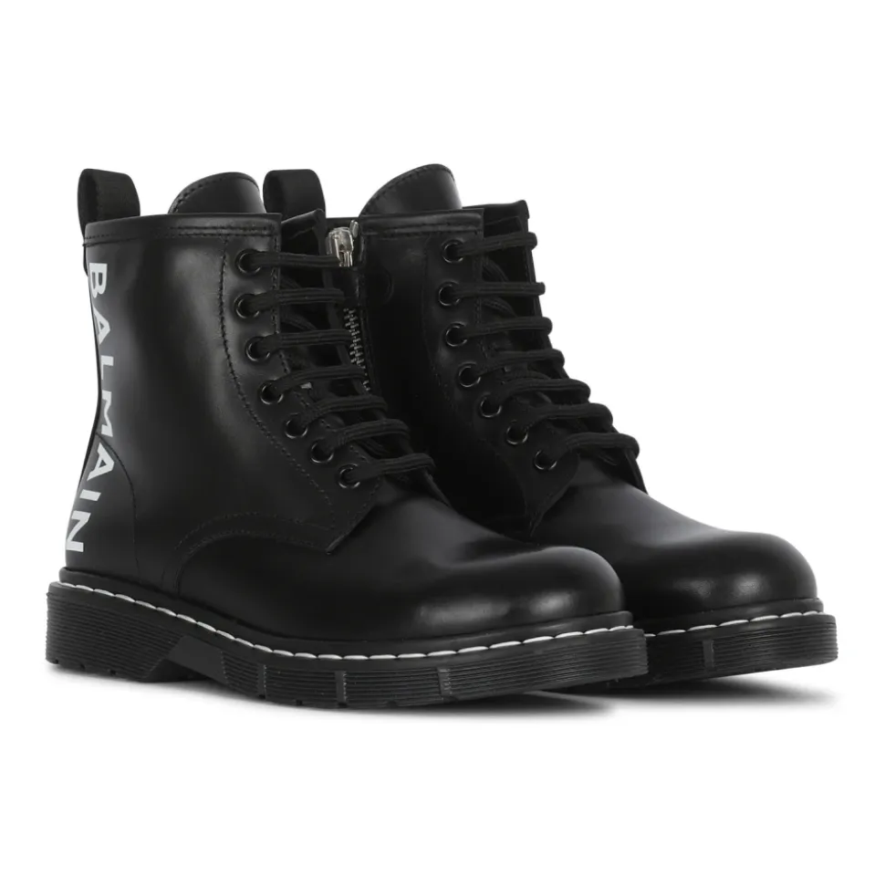 Bottines en cuir à logo
