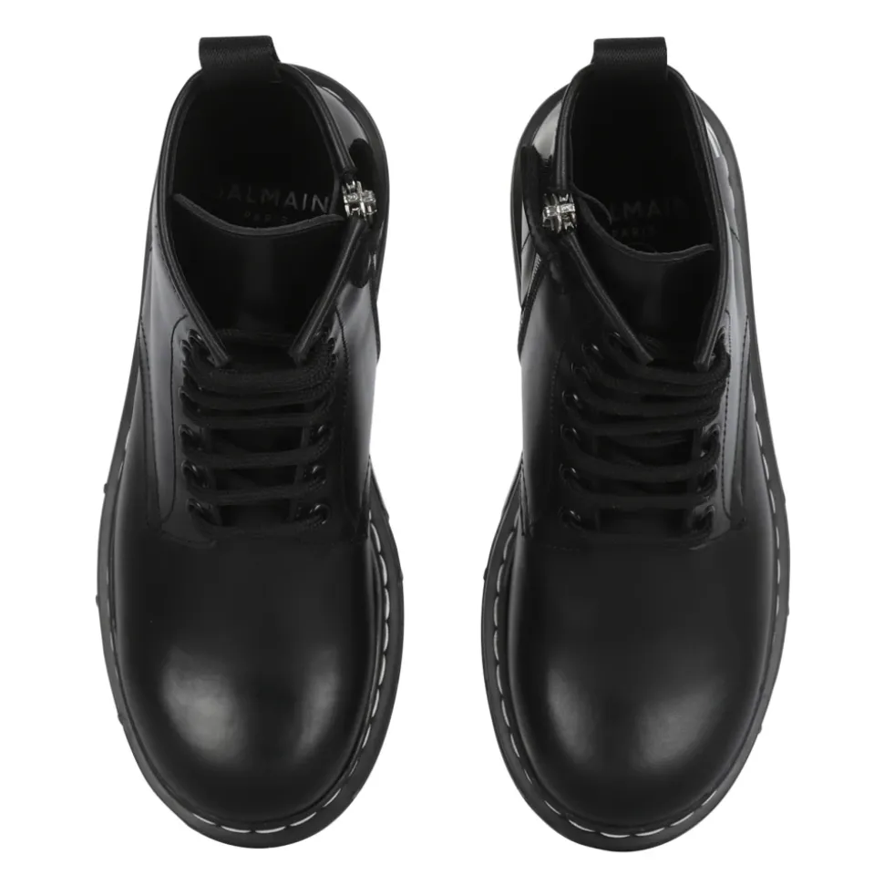 Bottines en cuir à logo