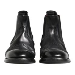 Bottines en cuir noir slip on