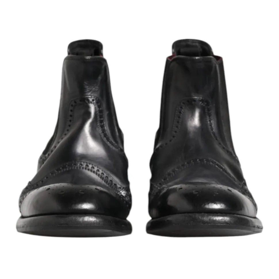 Bottines en cuir noir slip on