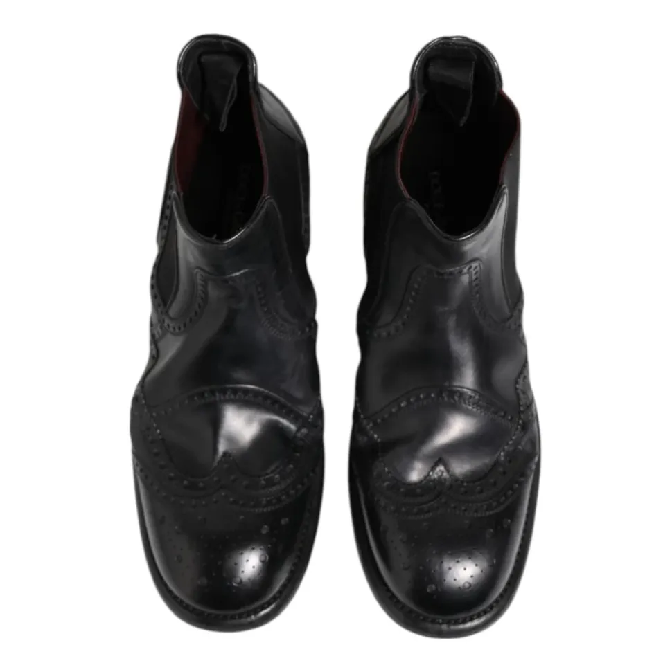 Bottines en cuir noir slip on