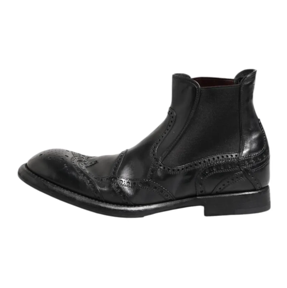 Bottines en cuir noir slip on