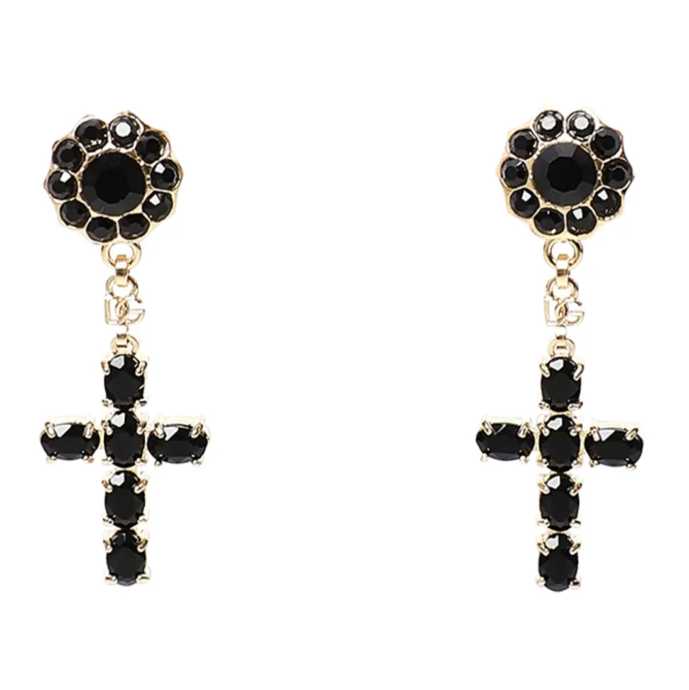 Boucles d'oreilles pendantes avec croix