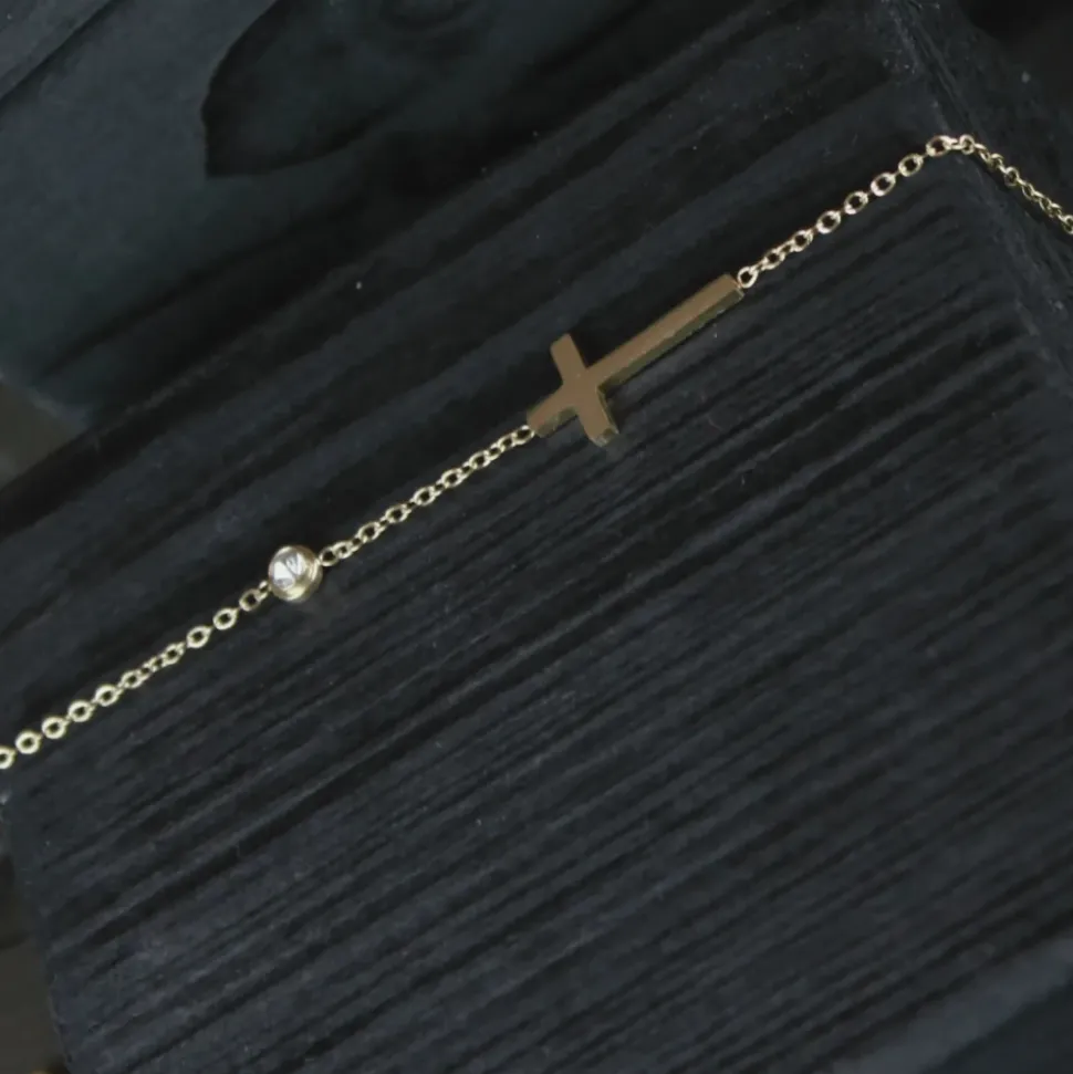 Bracelet Croix CZ Plaqué Or