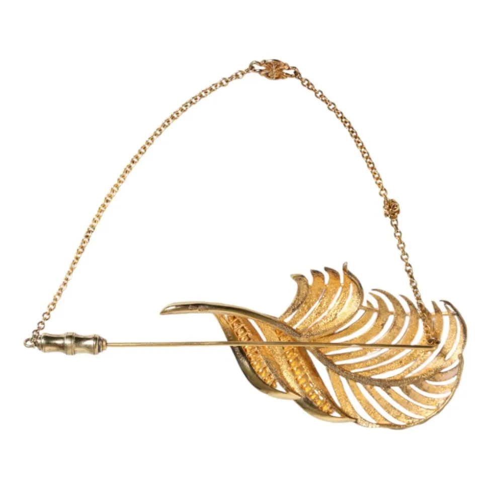 Broche Chaîne en Cristal Feuille d'Or