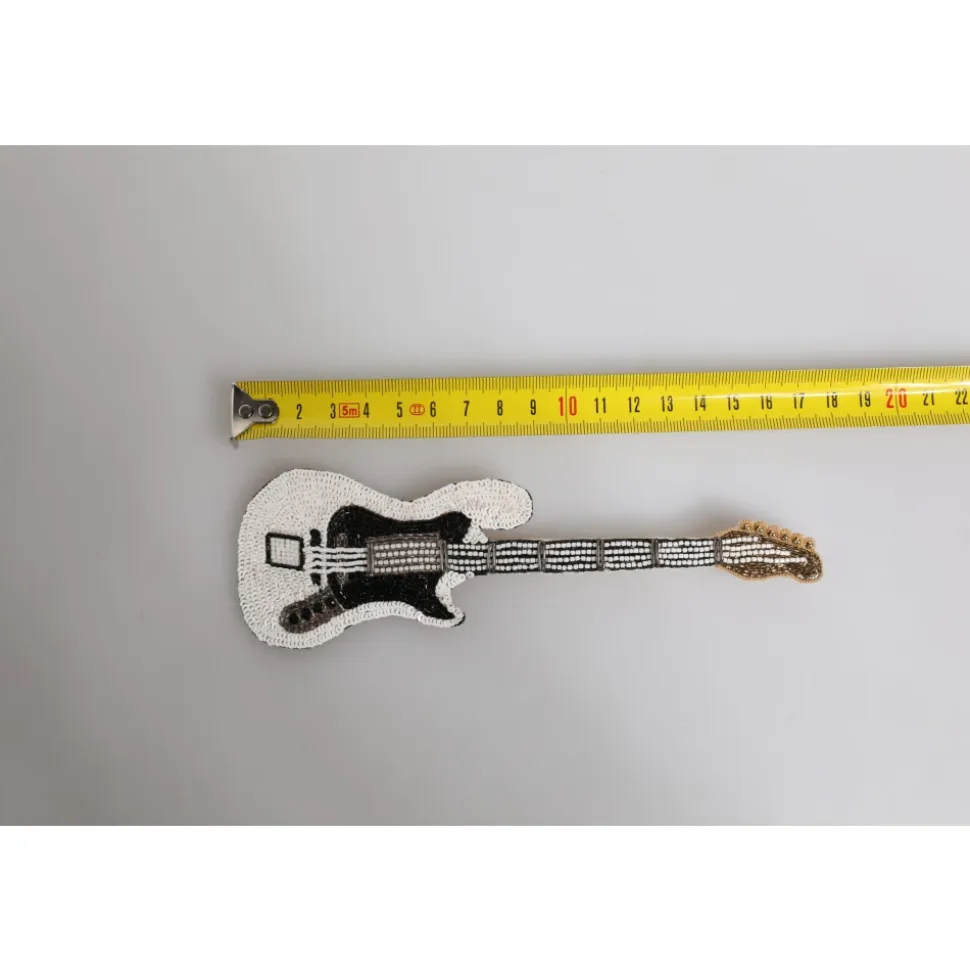 Broche Guitare Dorée avec Logo et Perles en Laiton