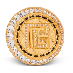 Broche PB en laiton et strass