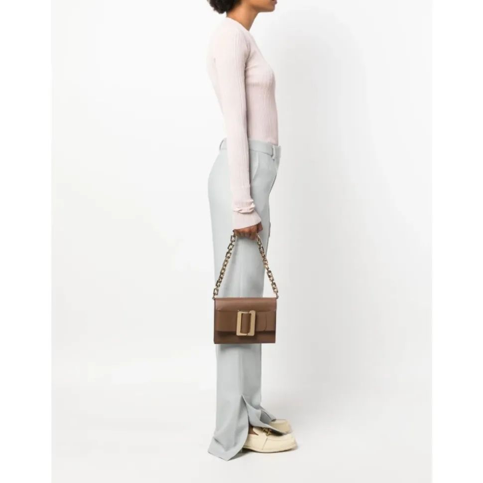 Buckle-Detail Leather Shoulder Bag