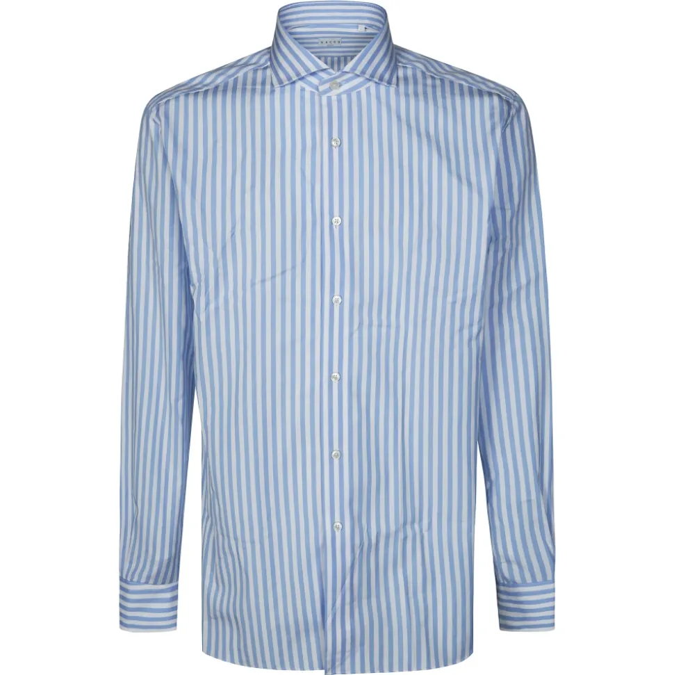 Camicia Riga Larga Collo Francese