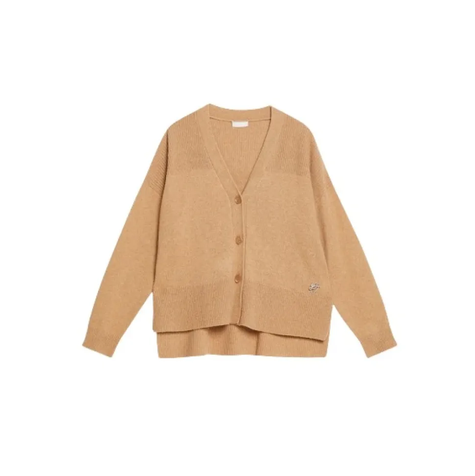 Cardigan Boutonné en Laine et Coton