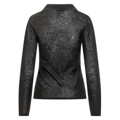 Cardigan en maille semi-transparente à col chemise