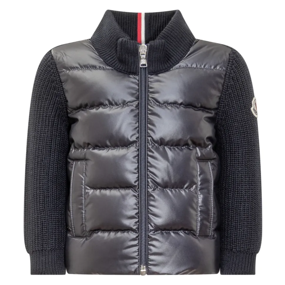 Cardigan zippé en laine matelassée