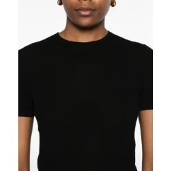 Cashmere Short Sleeve Round Neck Fine Knit