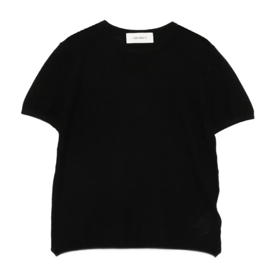 Cashmere Short Sleeve Round Neck Fine Knit