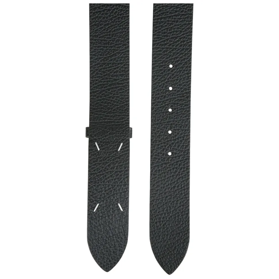 Ceinture en cuir métallisé avec quatre coutures