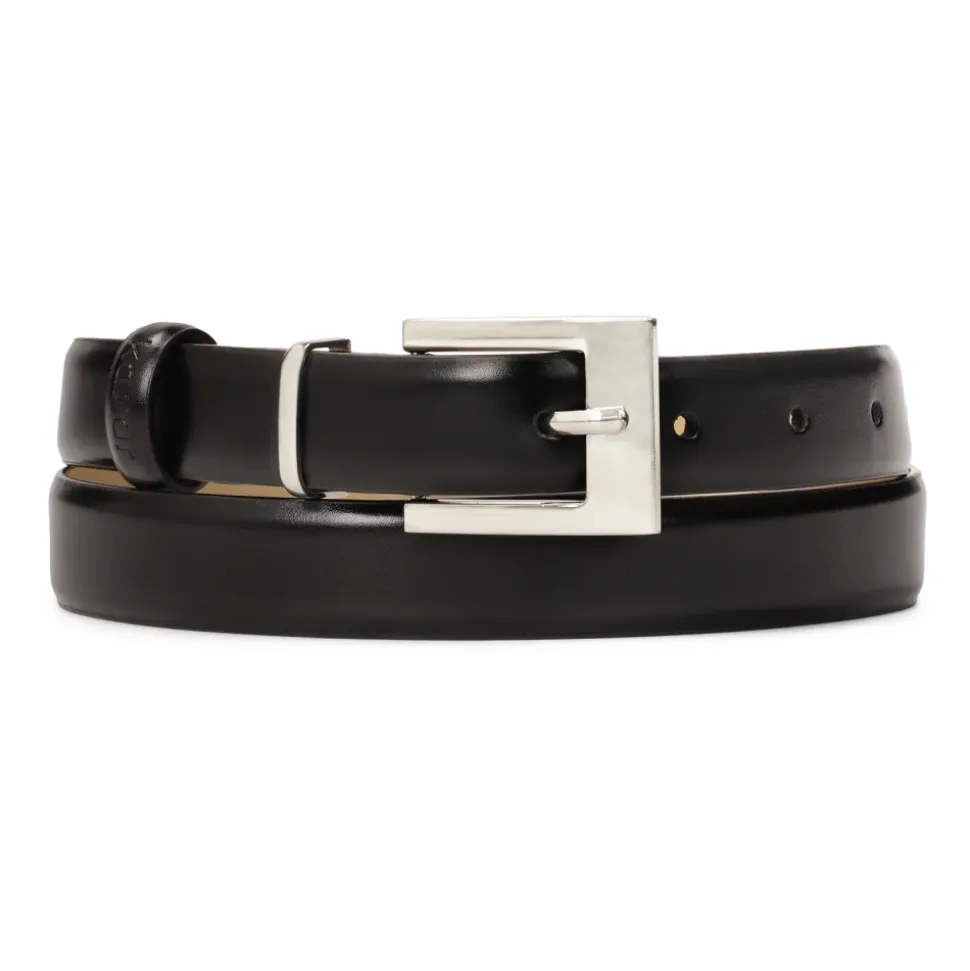 Ceinture en cuir noir avec boucle argentée