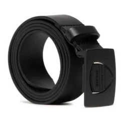 Ceinture en cuir noir avec boucle logo
