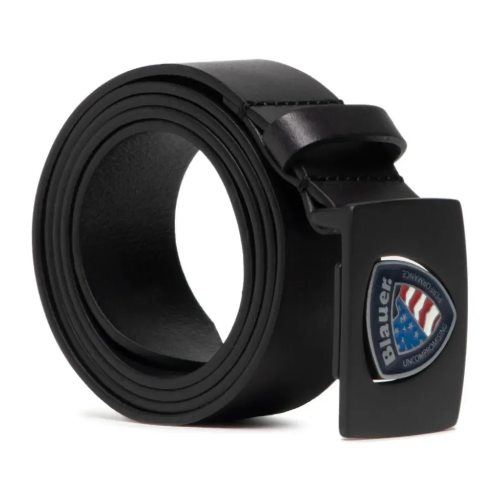 Ceinture en cuir noir avec boucle logo