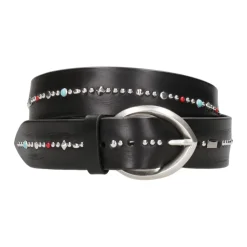 Ceinture en cuir noir avec clous